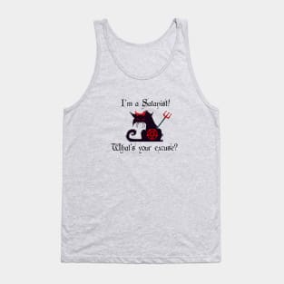 I'm a Satanist! What's your excuse? Cute Cat with Devil Horns Tank Top